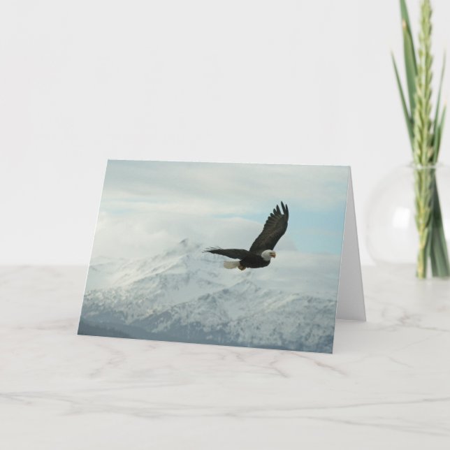 Tarjeta Águila calva y montañas (Anverso)