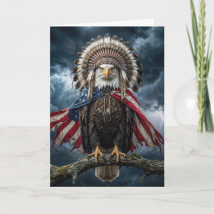 Tarjeta Águila de cumpleaños con capa de bandera americana