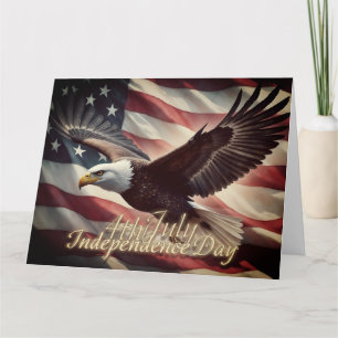 Tarjeta Águila del 4 de Julio con bandera americana