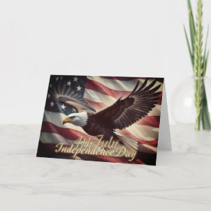 Tarjeta Águila del 4 de Julio con bandera americana