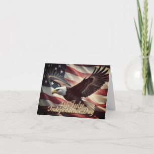 Tarjeta Águila del 4 de Julio con bandera americana
