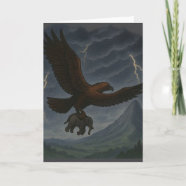 Tarjeta Águila dorada gigante con arte de fantasía elefant