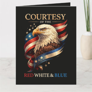Tarjeta Águila Patriótica Roja Blanca y Azul Vintage 