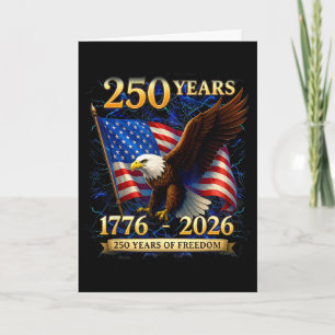 Tarjeta Águila Patriótica Y Bandera 250 Años 1776-2026 4 D