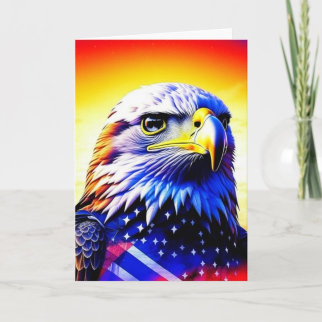 Tarjeta Águila Patriótica y Bandera Americana en blanco (Anverso)