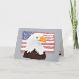 Tarjeta Águila y bandera de los Estados Unidos calvo - tra
