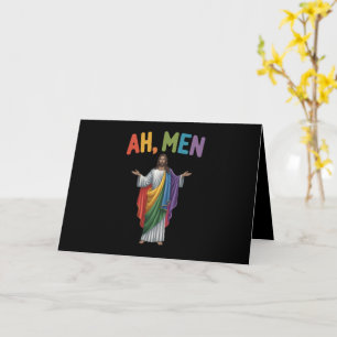 Tarjeta Ah Hombres Divertido Orgullo Gay LGBT Jesús Bander
