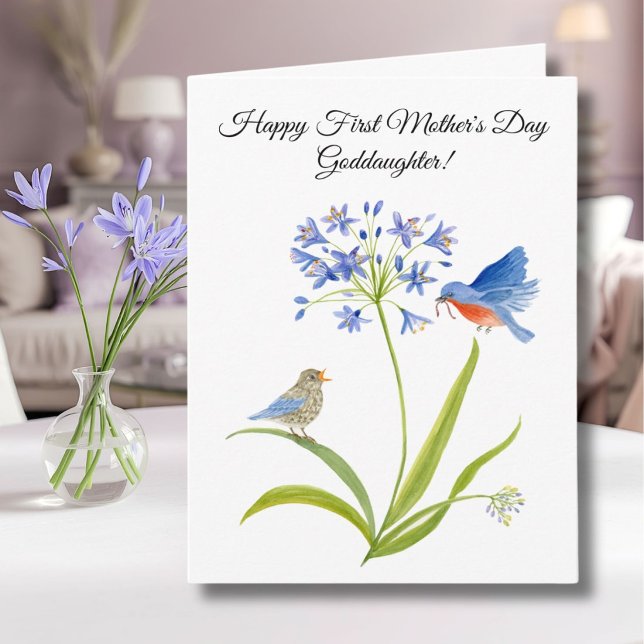Tarjeta Ahijada Feliz Primer Día de la Madre Bluebird  (Subido por el creador)