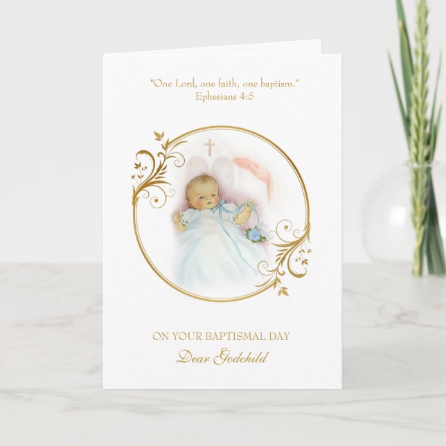 Tarjeta Ahijado Bautizo Niño Varón Bendición (Anverso)