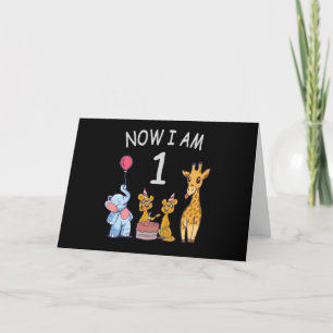 Tarjeta Ahora tengo 1 año Cumpleaños número 1 en el Zoológ