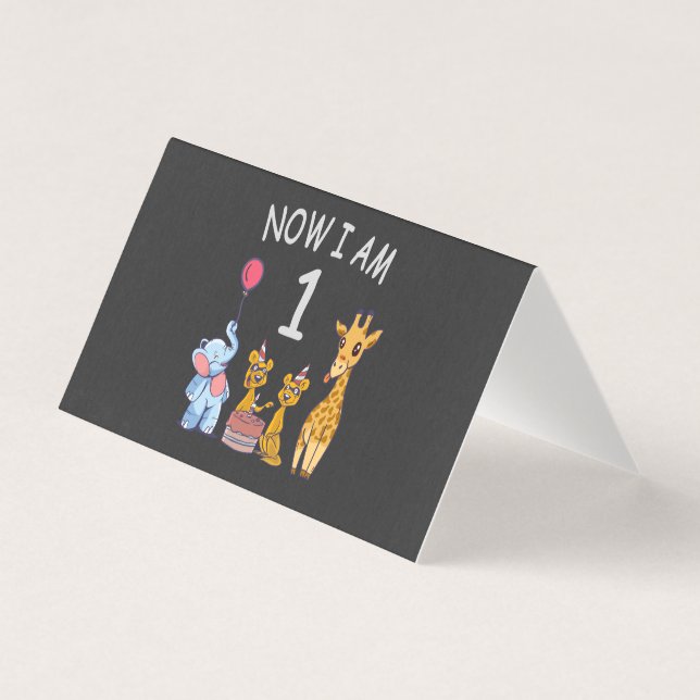Tarjeta Ahora tengo 1 año Cumpleaños número 1 en el Zoológ (Anverso)