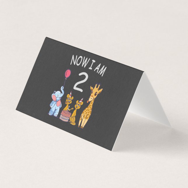 Tarjeta Ahora tengo 2 años Cumpleaños en el Zoológico (Anverso)