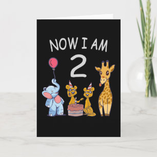 Tarjeta Ahora tengo 2 años, segundo cumpleaños en el zooló