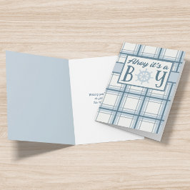 Tarjeta Ahoy es un Baby Shower de chico náutico