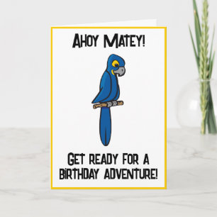 Tarjeta Ahoy Matey Pirate Parrot Personalizado, Funny Maca