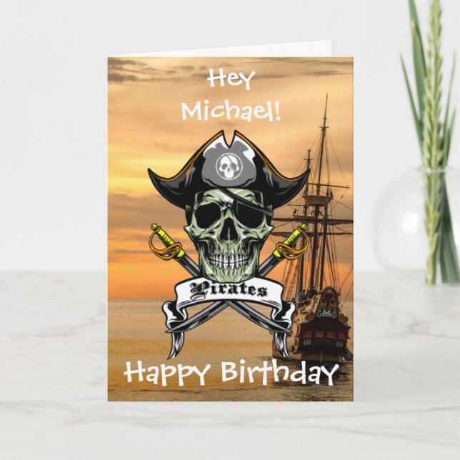 Tarjeta ¡Ahoy! Pirate Birthday Fun (Anverso)