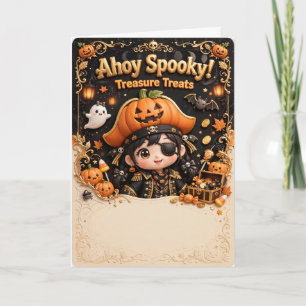 Tarjeta Ahoy Spooky Tesoros Dulces Pirata Halloween