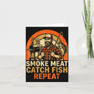 Tarjeta Ahumar carne atrapar pescado repetir barbacoa papá