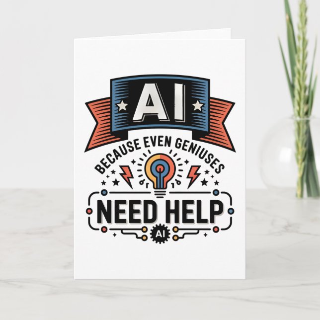Tarjeta AI Genius Humor Tech Quote Design (Anverso)