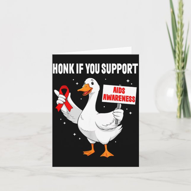Tarjeta Aids_hiv Awareness Funny Goose World Aids Day Red  (Anverso)