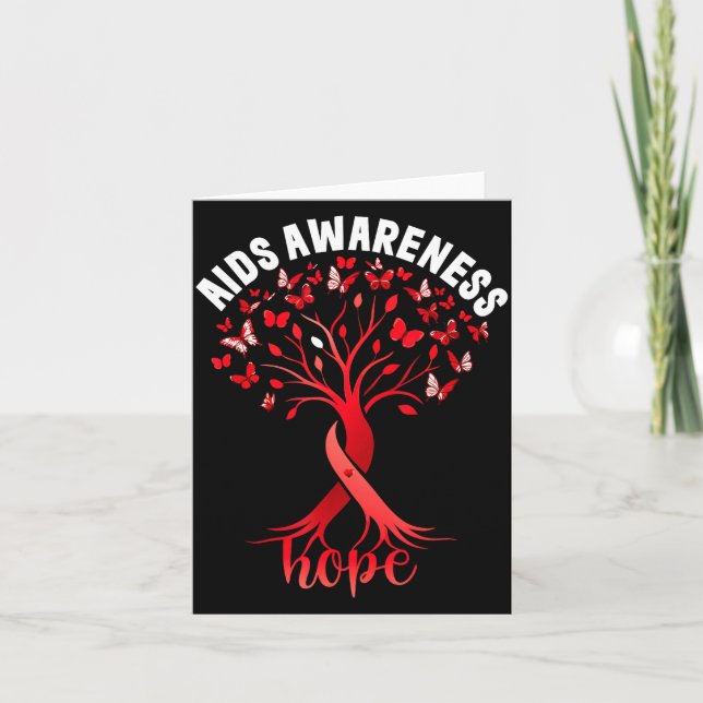 Tarjeta Aids_hiv Awareness World Aids Day Red Ribbon Hope  (Anverso)