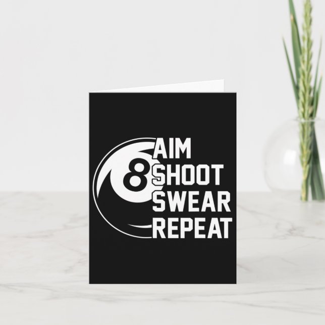 Tarjeta Aim Shoot Swear Repeat Funny Pool (Anverso)