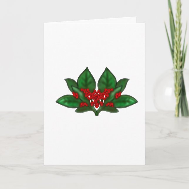 Tarjeta Airbrushed Holly Sprigs Christmas Card (Anverso)