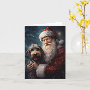 Tarjeta Airedale con Navidades festivos de Santa Claus