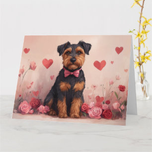 Tarjeta Airedale con Rosas - Día de San Valentín
