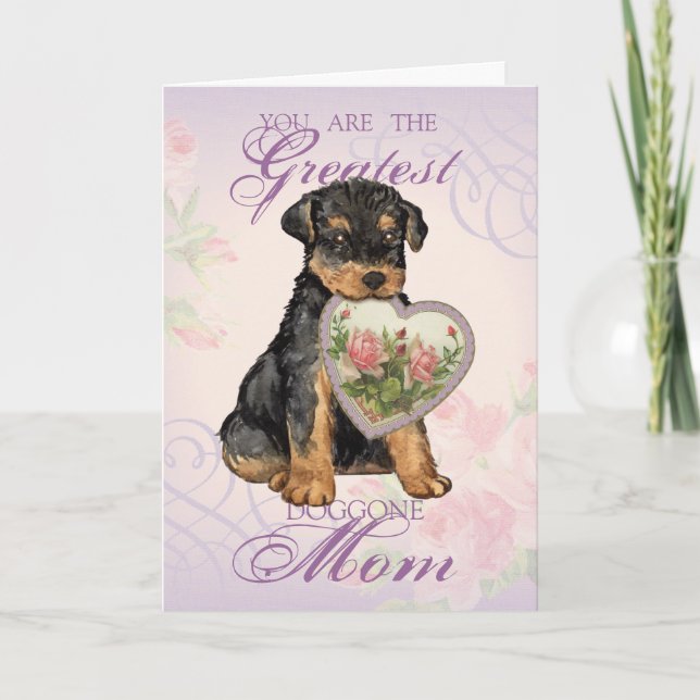 Tarjeta Airedale Heart Mom (Anverso)