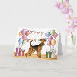 Tarjeta Airedale Terrier Cute Dog Pastel Feliz Cumpleaños