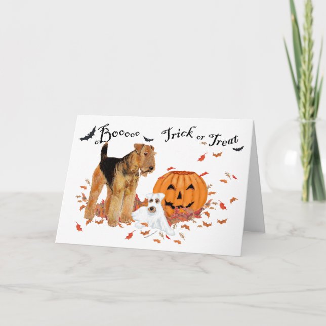 Tarjeta Airedale Terrier Halloween (Anverso)