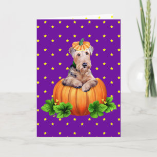 Tarjeta Airedale Terrier Halloween Dale-O-Lantern