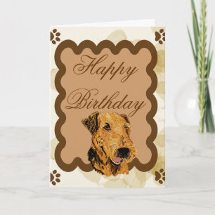 Tarjeta Airedale Terrier ~ Nacimiento de las hojas de Tan