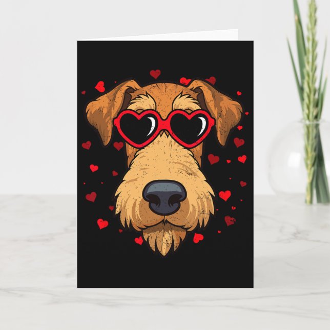 Tarjeta Airedale Terrier San Valentín Corazón Amantes Perr (Anverso)