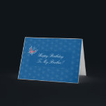 Tarjeta Aiyana Batik Pattern Brother Birday Card<br><div class="desc">2012 © Floating Lemons TODOS LOS PRODUCTOS Y COLORES DE FONDO SON COMPLETAMENTE PERSONALIZABLE. Bonito diseño de batik contemporáneo con motivos estilizados de flores de loto en rojo caoba y mariposas, todo ello rodeado de un diseño geométrico de fondo en un magnífico azul de Venecia. ¡Un bonito diseño para naipes...</div>