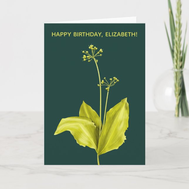 Tarjeta Ajo Silvestre Planta Verde Arte Botánico Cumpleaño (Anverso)