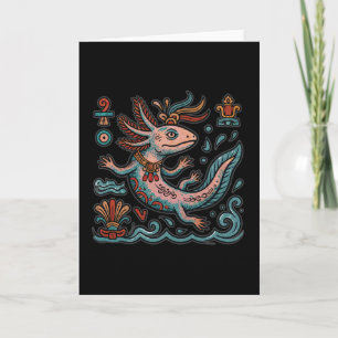 Tarjeta Ajolote Azteca Xolotl piedra erosionada arte triba
