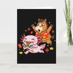 Tarjeta Ajolote De Caballo Chino Divertido Feliz Para Homb