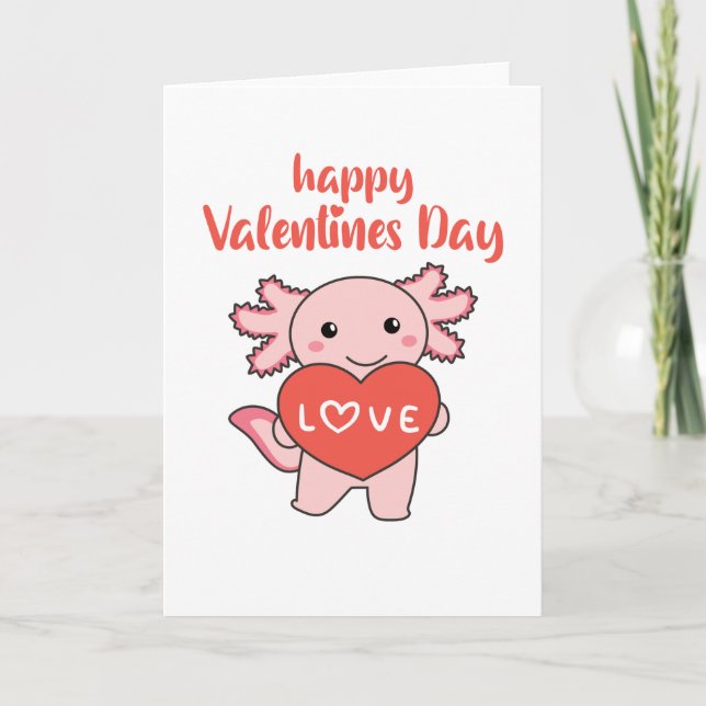 Tarjeta Ajolote para el día de San Valentín Animales lindo (Anverso)