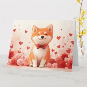 Tarjeta Akita con Rosas - Día de San Valentín 