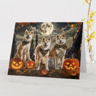 Tarjeta Akita Halloween Espeluznante