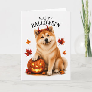 Tarjeta Akita Halloween Perro Diablo