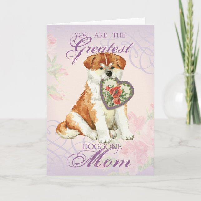 Tarjeta Akita Heart Mom (Anverso)
