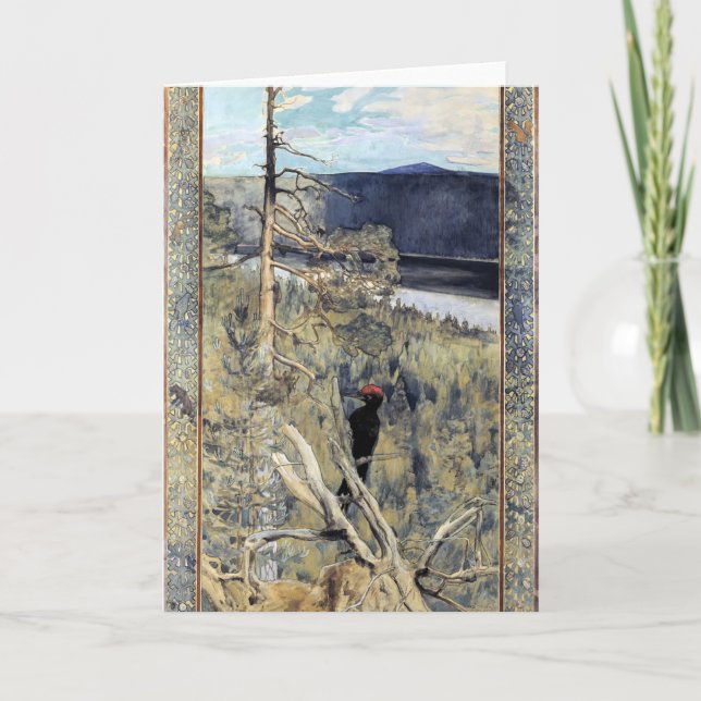 Tarjeta Akseli Gallen-Kallela - Grandioso pájaro negro (Anverso)