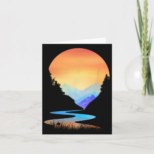 Tarjeta Al aire libre Sunset Vintage Style Montañas Sun Na