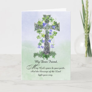 Tarjeta Al amigo de St Patricks Day Celtic Cross Shamrock