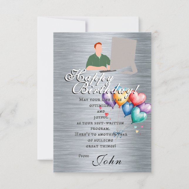 Tarjeta Al cumpleaños de un brillante ingeniero de softwar (Anverso)