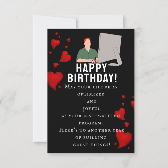 Tarjeta Al cumpleaños de un ingeniero de software brillant (Anverso)