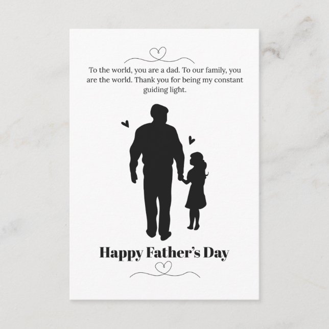 Tarjeta Al mundo eres un padre Silueta  (Anverso)
